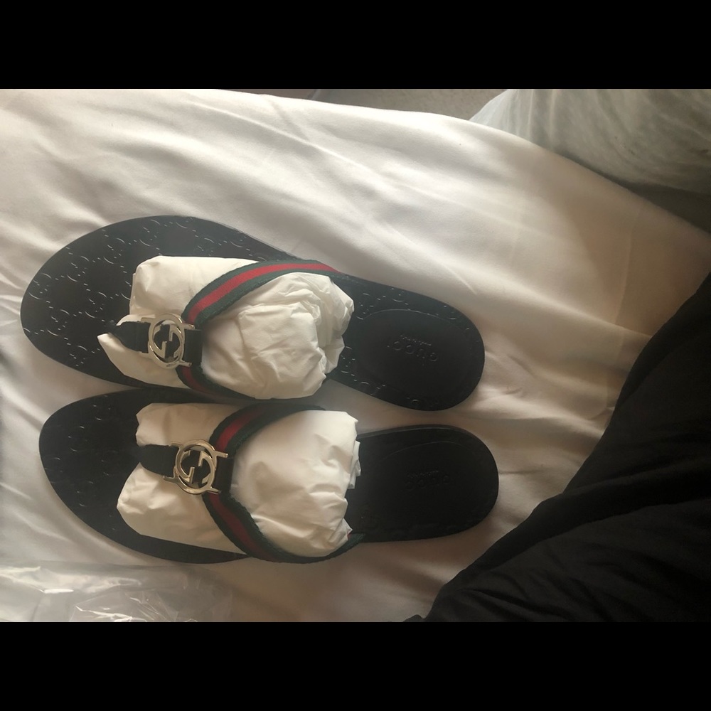 Gucci web strap thong sandals